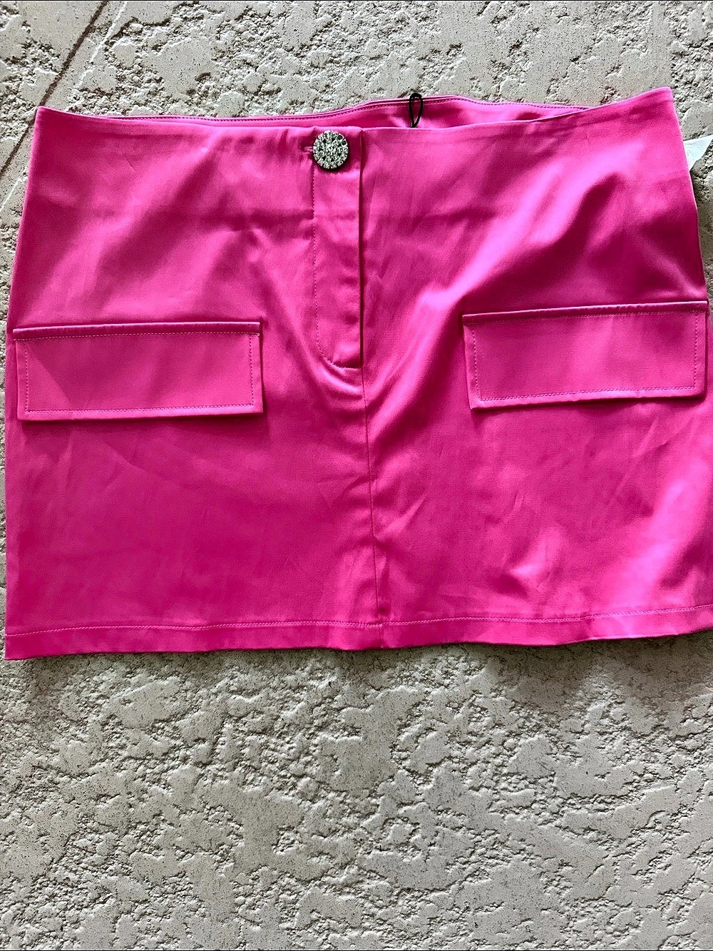 Zara Hot Pink Rhinestone Button Mini Skirt Pink Medium